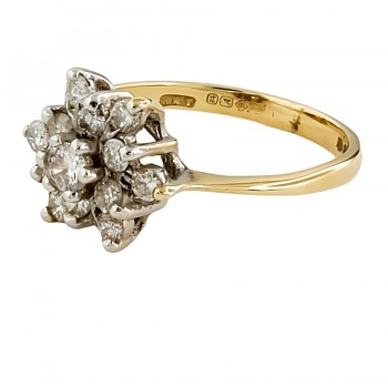 9ct gold Diamond Cluster Ring size L